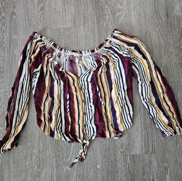 Striped Button-Up Women's Top - Picture 1 of 3